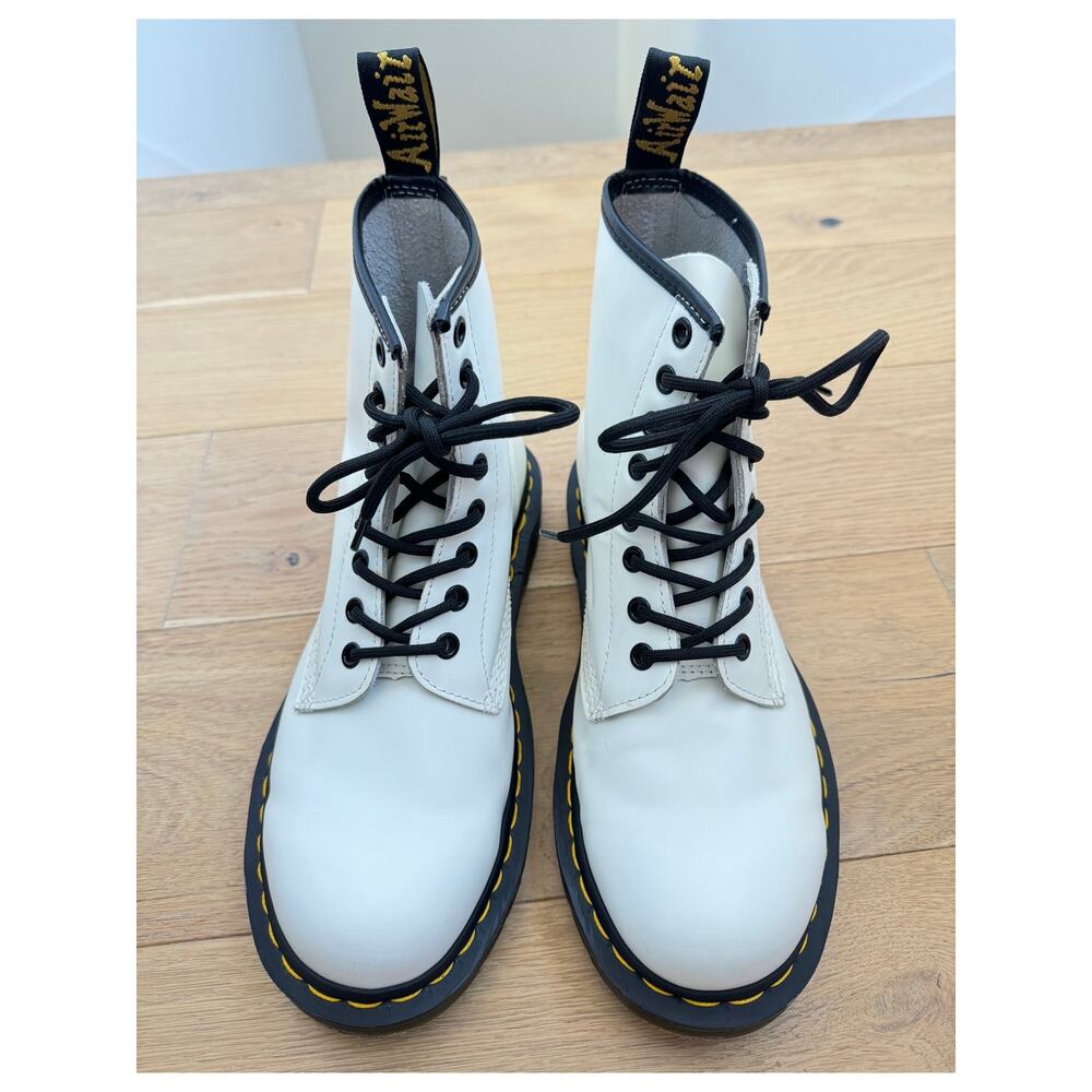 Dr. Martens White Lace Up Boots